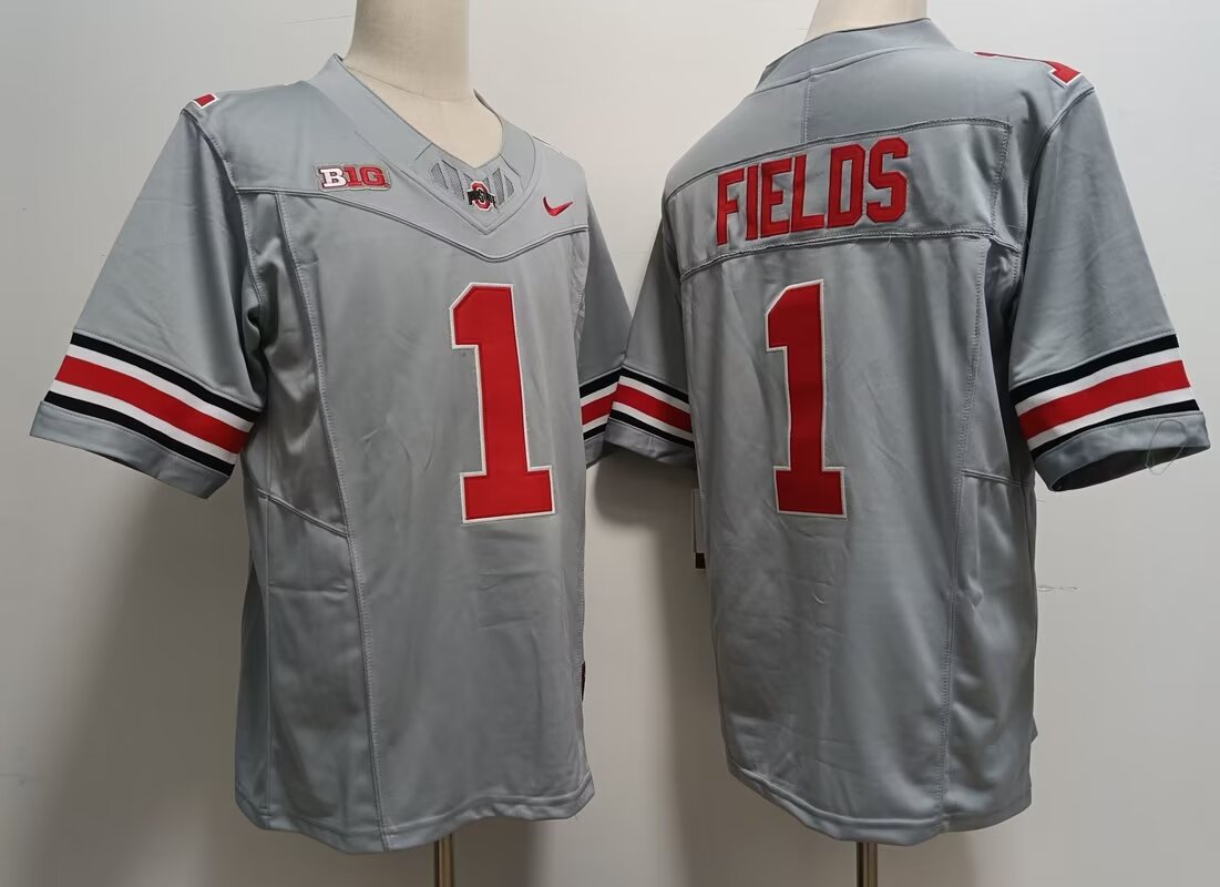 2024 NCAA Men Ohio State Buckeyes #1 Justin Fields grey nike jersey->ncaa teams->NCAA Jersey
